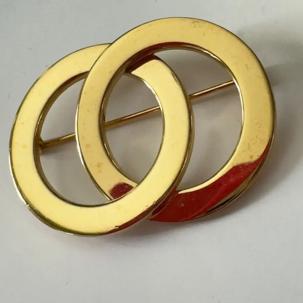Lot of 3 Vintage Yellow Gold Tone Monet Signed Pin Brooches Estate Jewelry